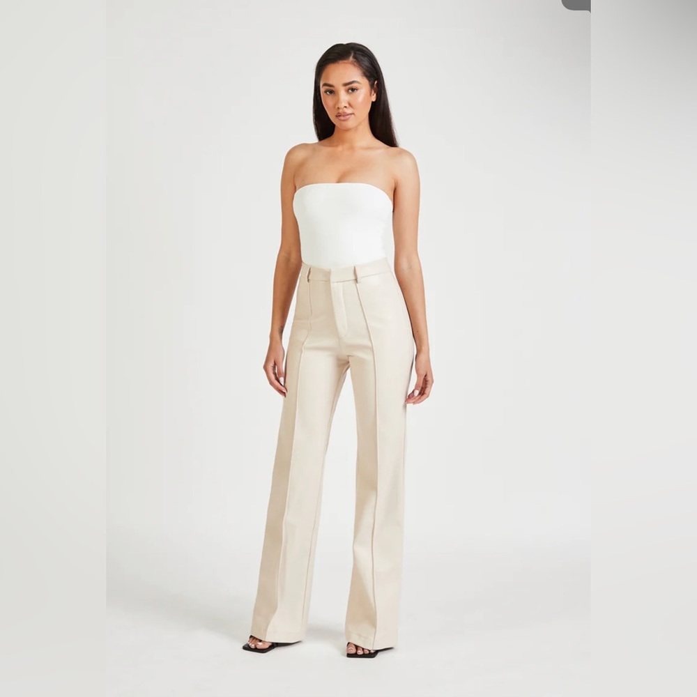 BECAUSE OF ALICE LEATHER WIDE LEG TROUSERS
